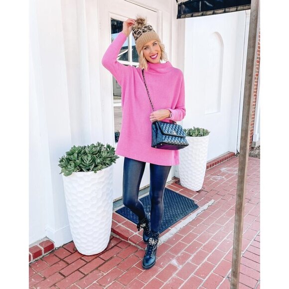 FREE PEOPLE Ottoman Slouchy Tunic in Electric Pink Size Small - Picture 9 of 11